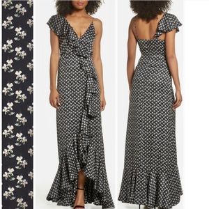 New Jill Jill Stuart One-Shoulder Ruffle Gown